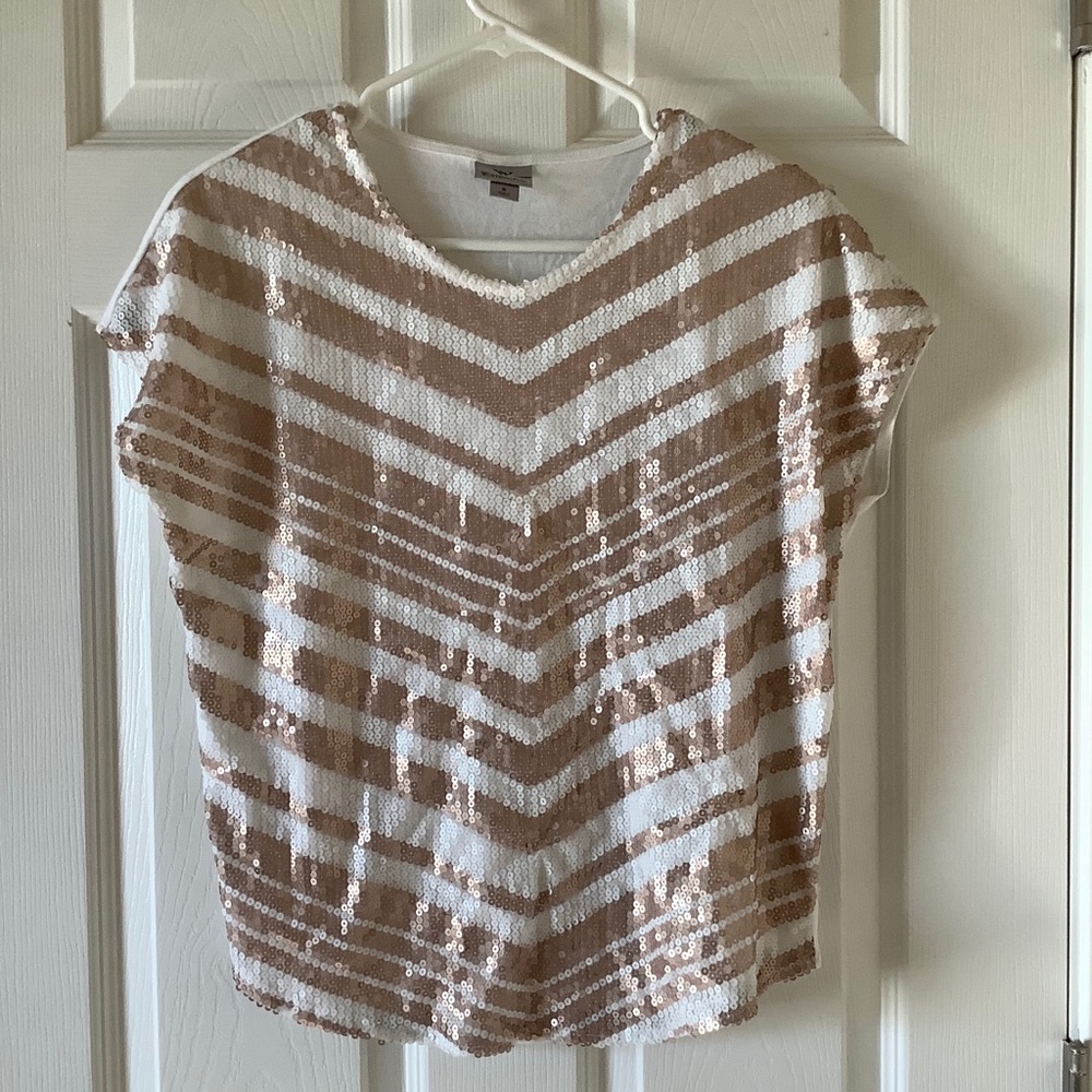 Gold / white sequins top